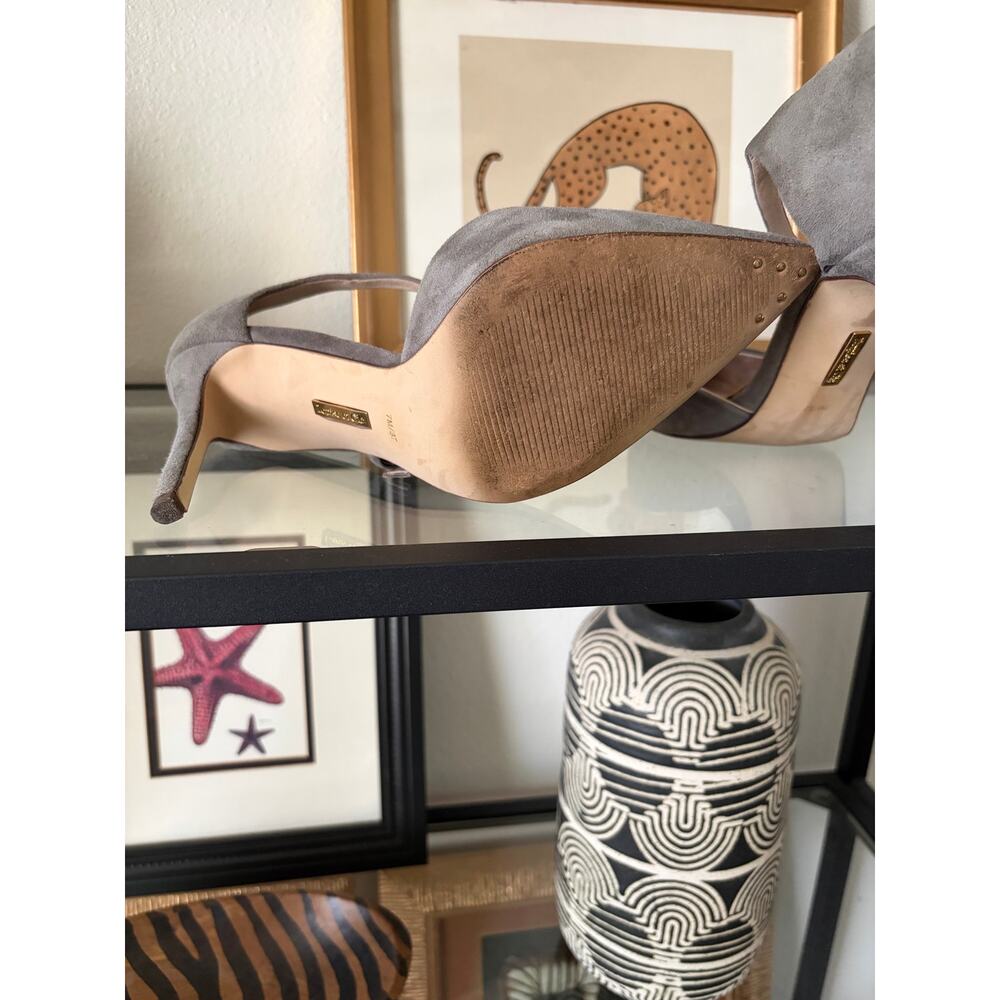 Louise et Cie Esperance Suede Pointed Toe Ankle Strap Pumps Taupe Womens 7.5 - Picture 5 of 6